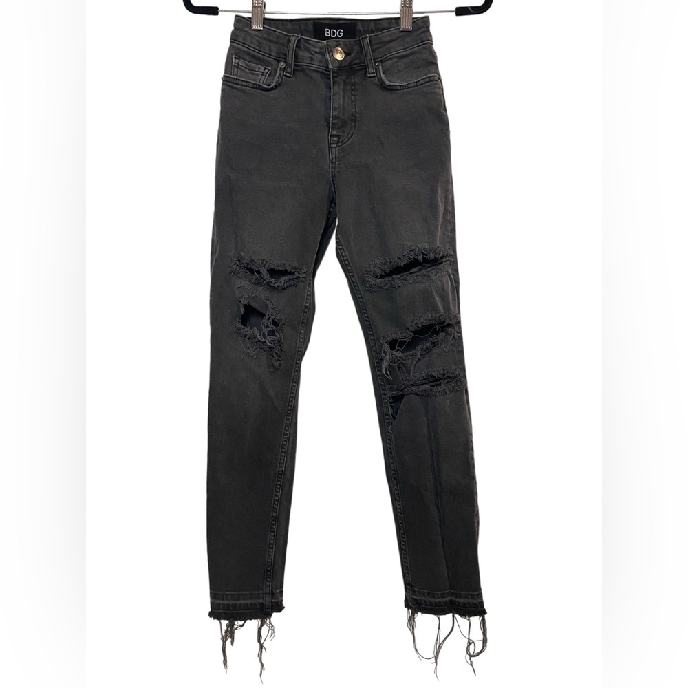 BDG Jeans Women's Size 24 Black High Rise Twig Urban Outfitter Ripped Whimsygoth